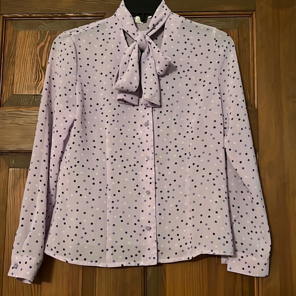 Petite sophisticate purple polka dot blouse size 2